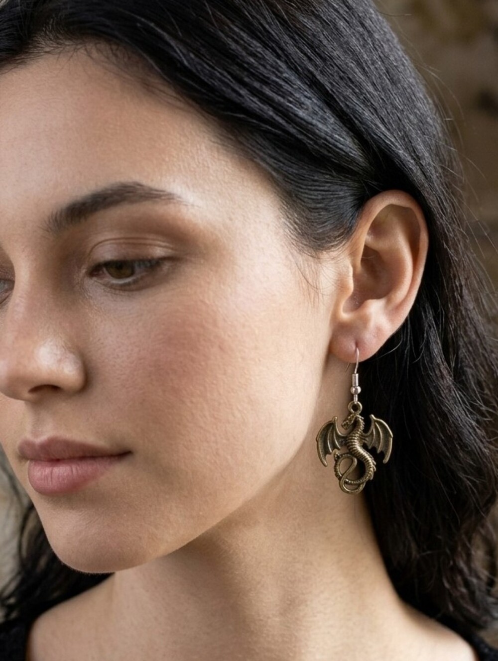 Handcrafted Bronze Dragon Earrings
